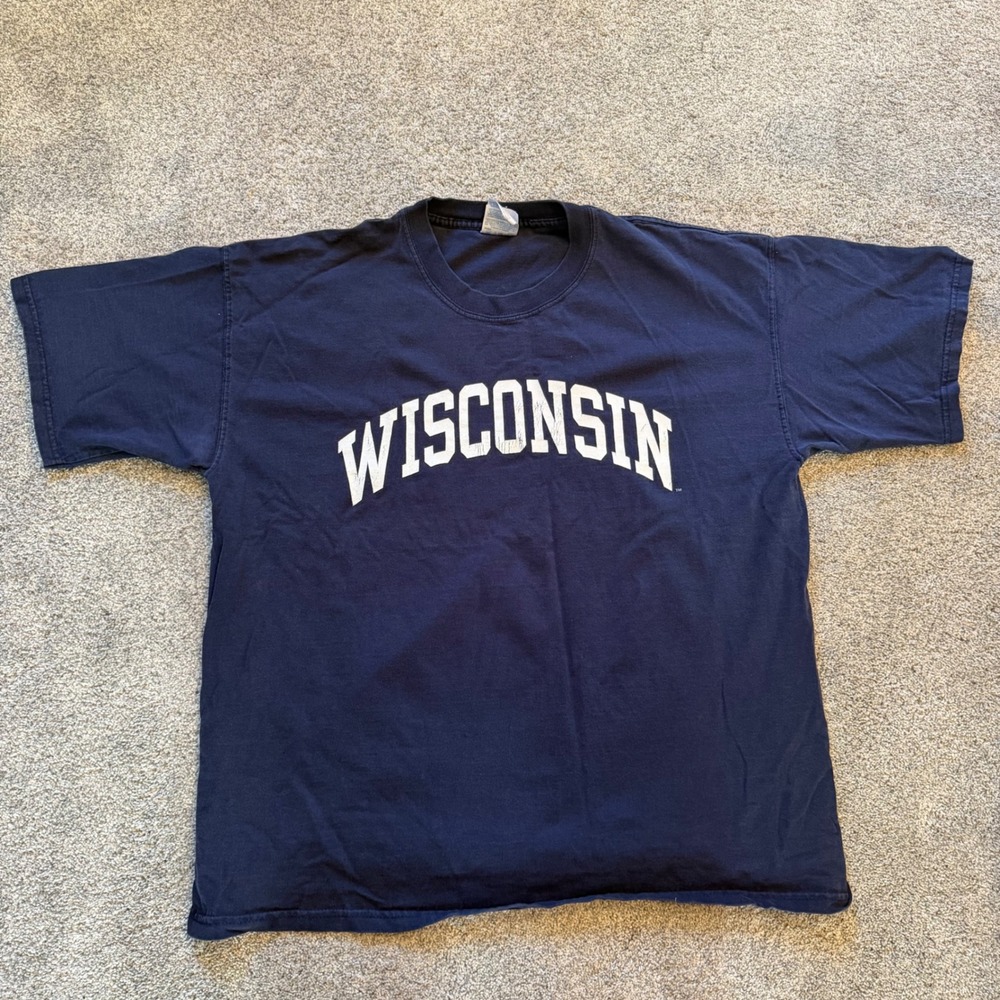 Vintage Wisconsin Supra Cotton Super Heavyweight T-Shirt Navy Blue XL